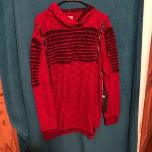 Men’s Red Pullover Hoodie with Ripped Style